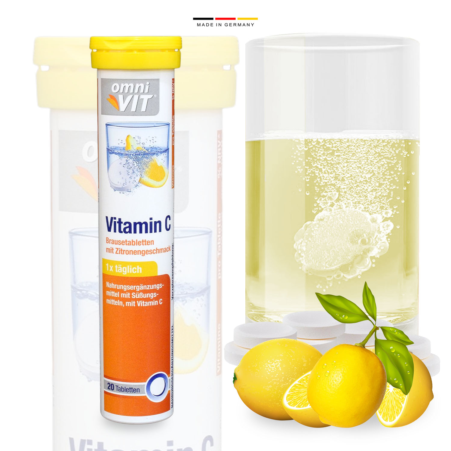 20 Pcs. Effervescent Tablets Vitamin C Non Acidic for Adults by Healthy