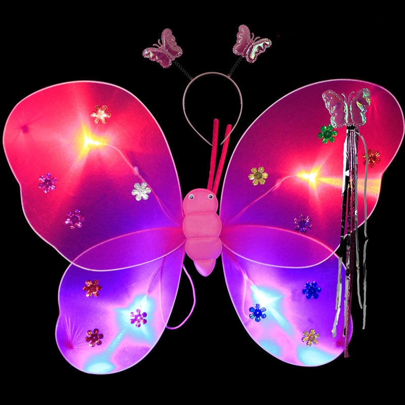 Girls Kids Angel Fairy Butterfly Wing Fancy Princess Costume Party - Light Pink