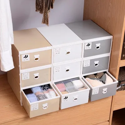 Foldable Underwear Organizer Plastic Storage Box 21 Grid Closet 3 Drawer Set