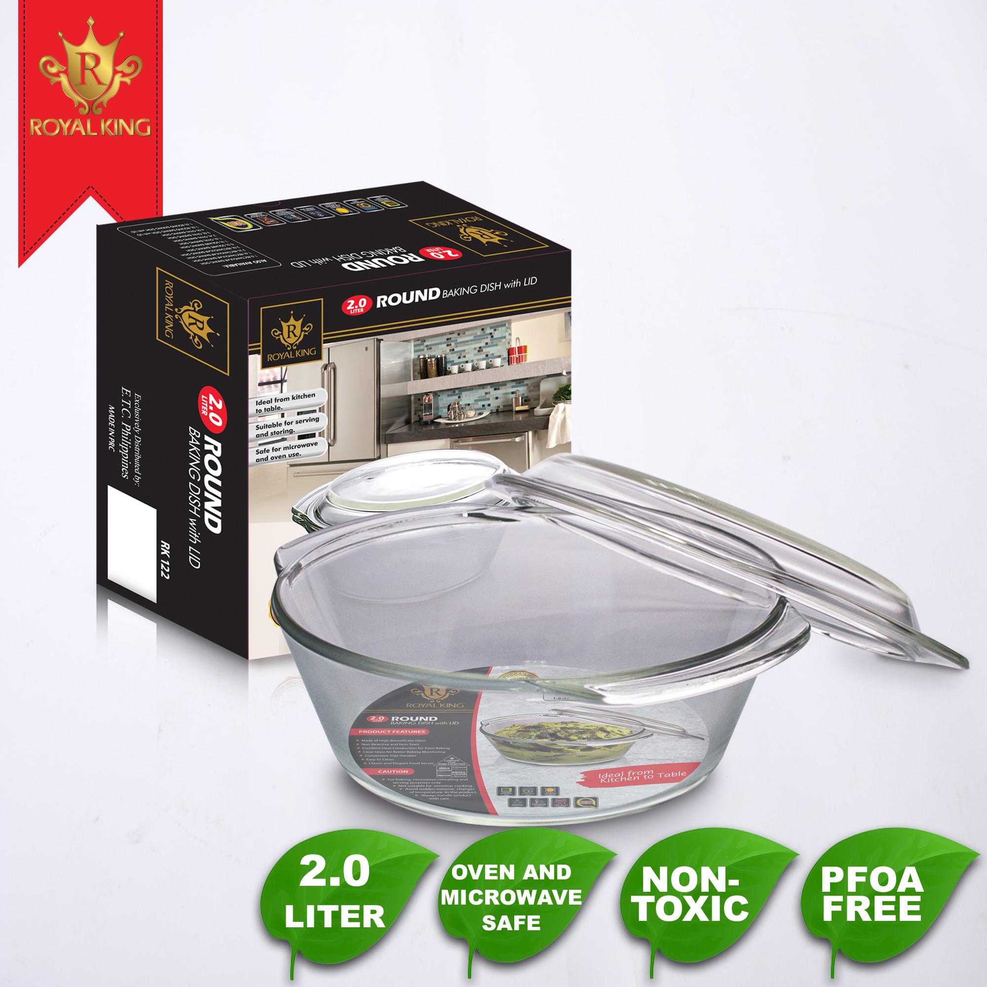 ROYAL KING 2.0 Liter Round Baking Dish with Lid With Cover And Handle ...