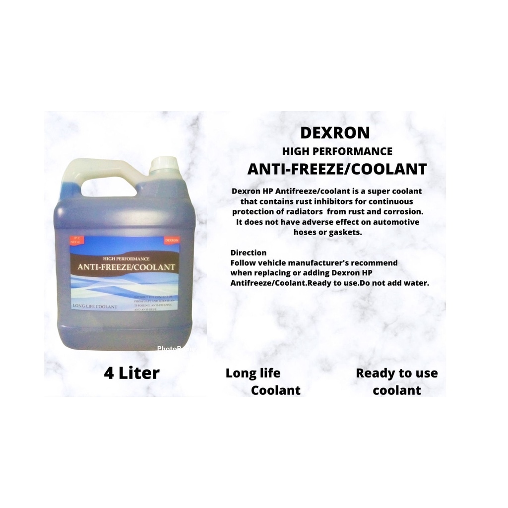 DEXRON HIGH PERFORMANCE ANTIFREEZE/COOLANT (BLUE) 4 LITER (READY TO USE ...
