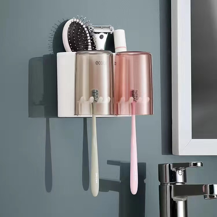 Ecoco Multifunctional Toothbrush Holder with Cups Toothpaste Dispenser