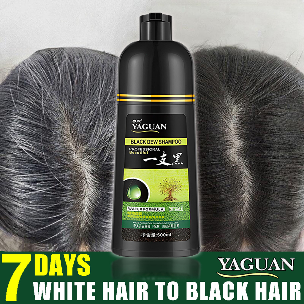 Shampooing Teintant Noir Aux Herbes Yaguan 'Black Dew' - Coloration Et Soin En 1