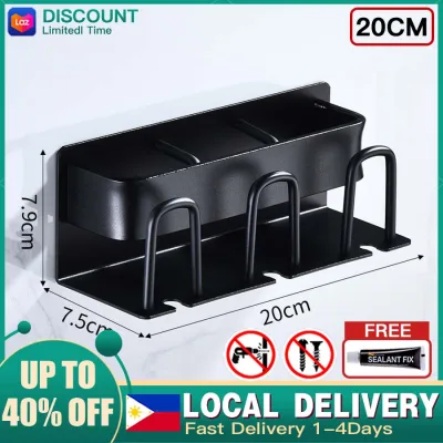 Tooth cup holder (Three cup holders), black Punch-free space aluminum toothbrush holder, multifunctional bathroom sink wall-mounted tooth cup storage rack. Local delivery