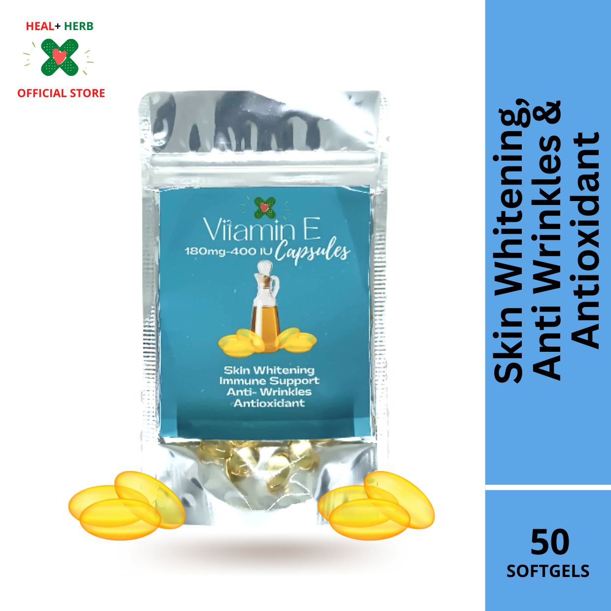 Heal + Herb, Vitamin E Soft Gel Capsules 180 mg 400IU, Skin Whitening