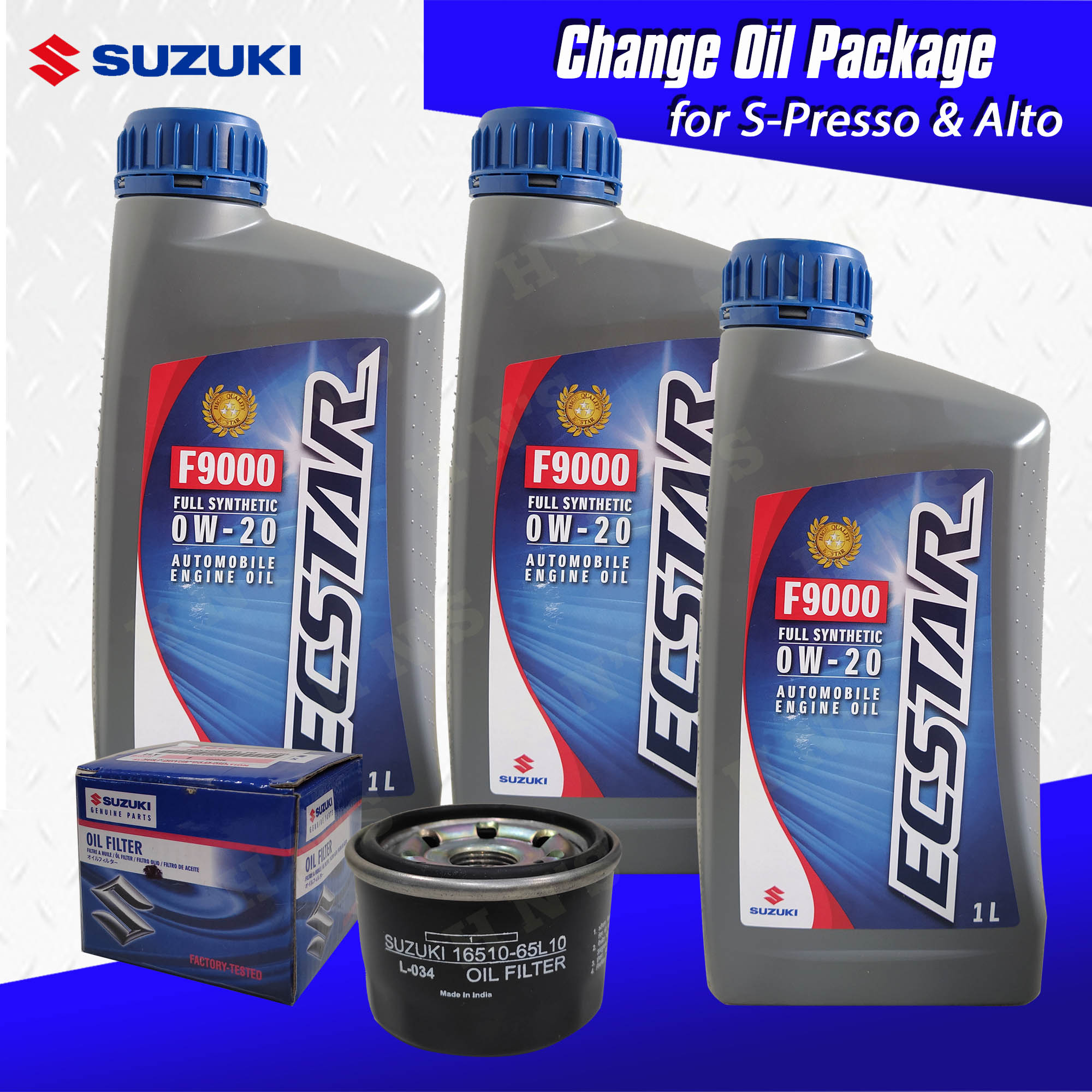 Suzuki Genuine Ecstar 0W20 Oil Change Package for Suzuki Spresso