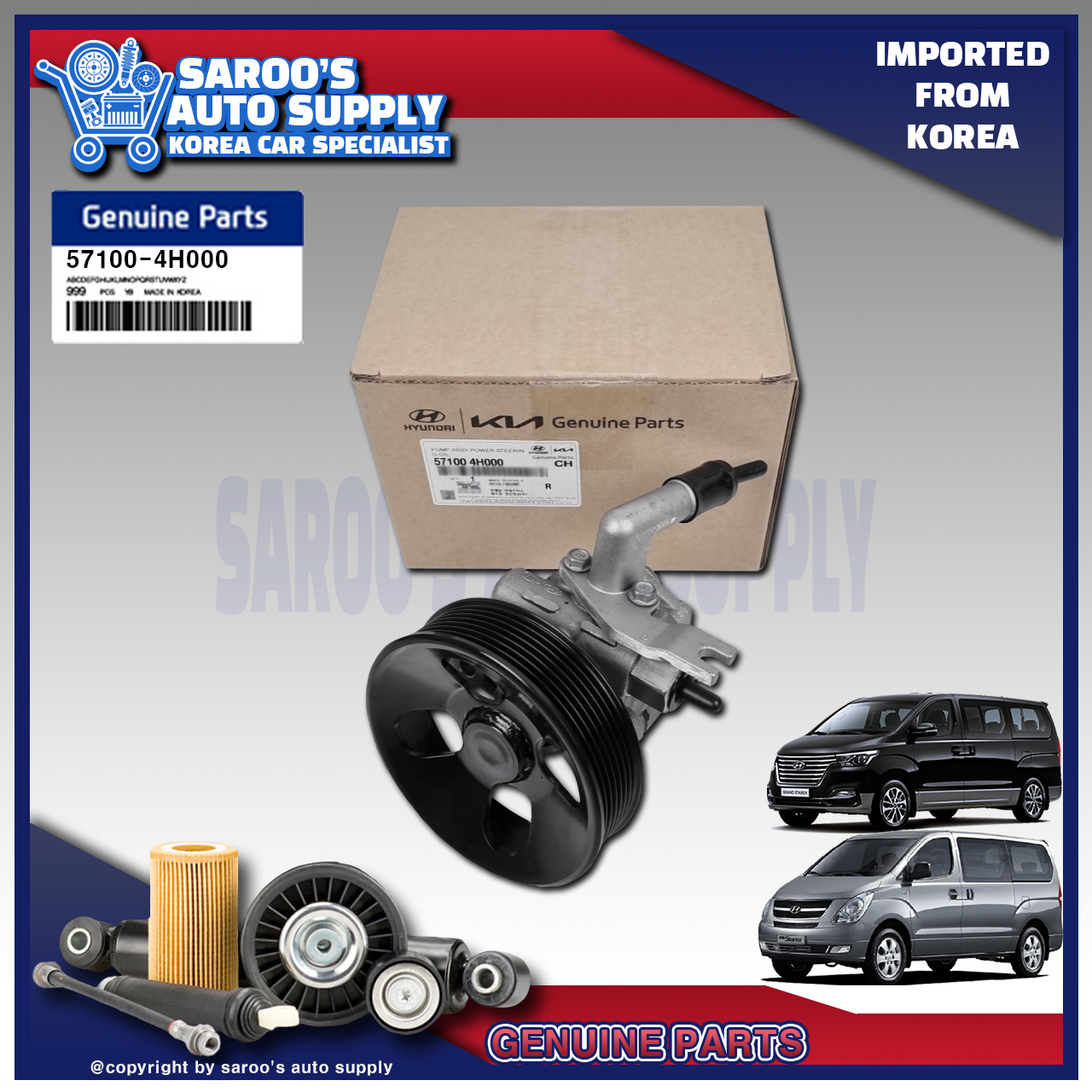 [Genuine] Power Steering Pressure Pump For Hyundai Grand Starex (0721