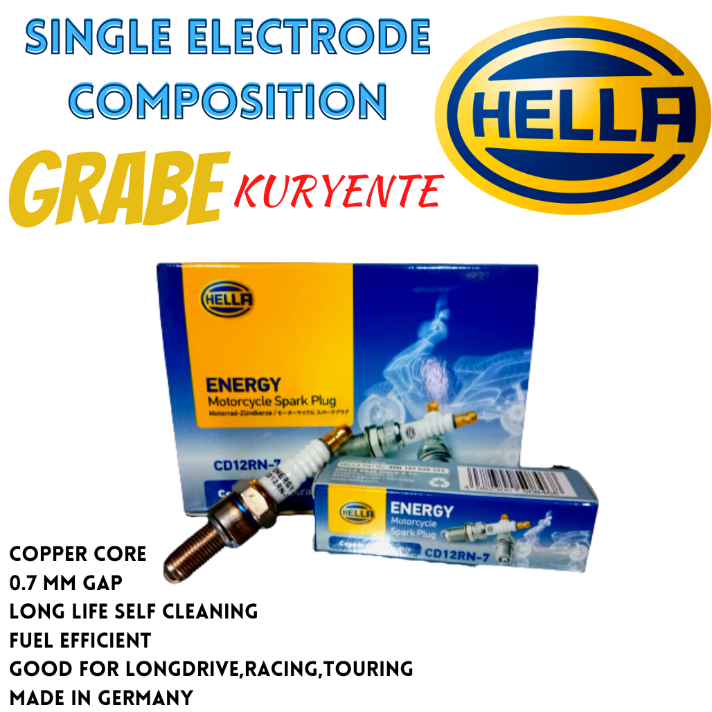 SPARK PLUG FOR Suzuki Raider 150 (carb&Fi) HELLA SINGLE ELECTRODE