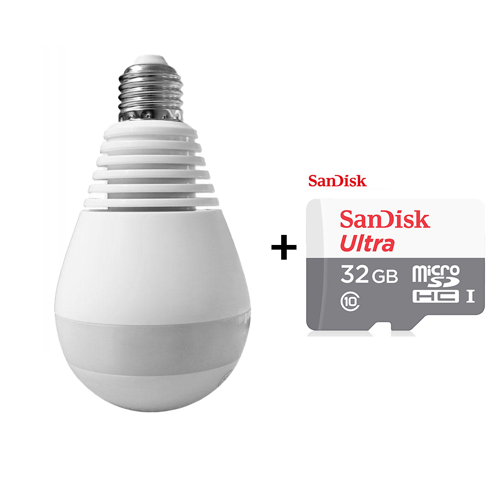 V380 Pro CCTV Camera Bulb Panoramic Two Way Audio Night Vision CCTV