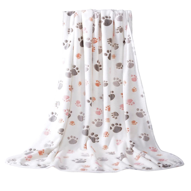 Soft Coral Fleece Pet Dog Blanket, the Cute Print Design Washable Fluffy Blanket for Puppy Cat Kitten Indoor or Outdoor