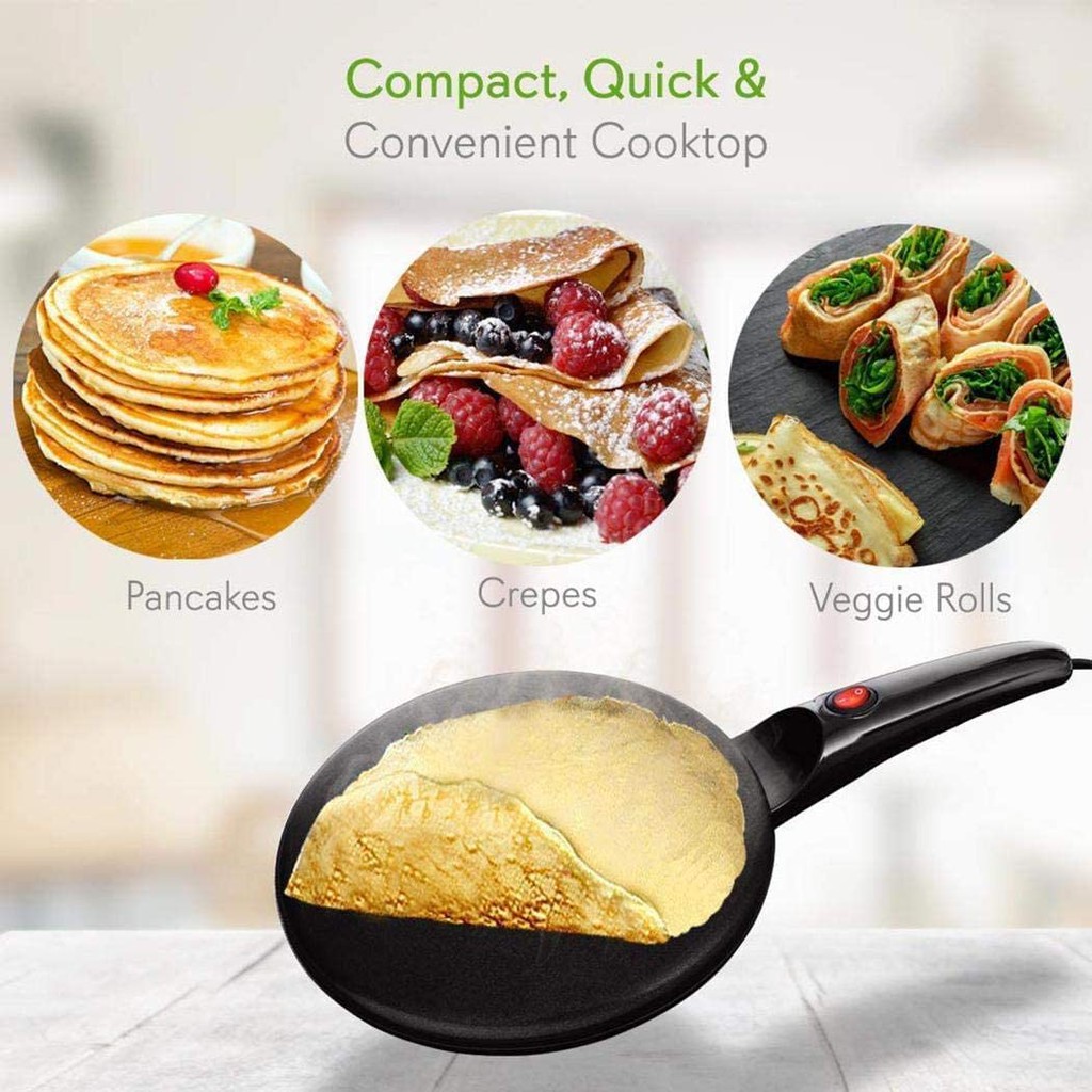 Tortillas 8 Electric Crepe Maker Nonstick Coating ON/OFF Switch Automatic Temperature Control for Pancakes Pan Style Blintz Hot Plate Cooktop Chapati 