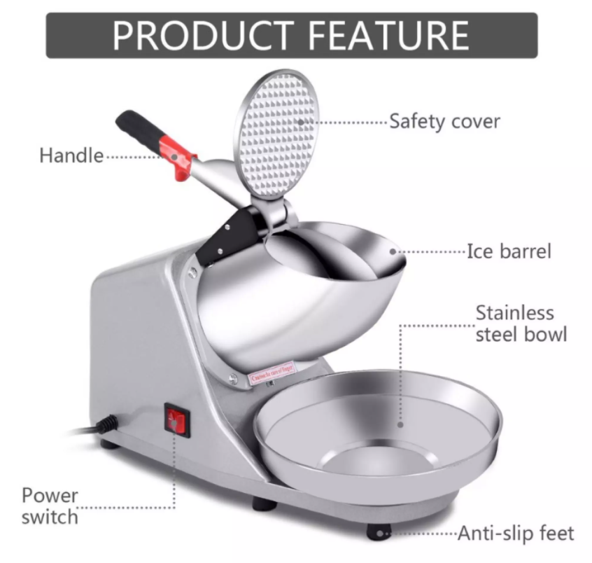 CO MNL Electric Ice Crusher Machine 500W Heavy Duty Ice Grinder