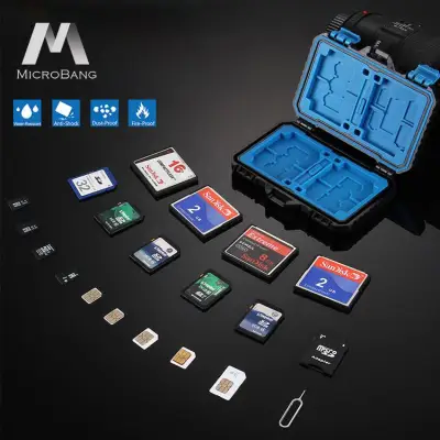 MicroBang Memory Card Case SD Card Storage Box Waterproof Shockproof Protection Micro SD Card Case Holder TF SD CF Cards Carrying Case Storage Box(27 Slots)