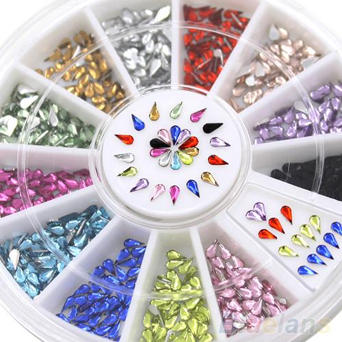 Fashion Mixed Color Water Drop DIY Nail Art Tips Manicure Decoration Wheel