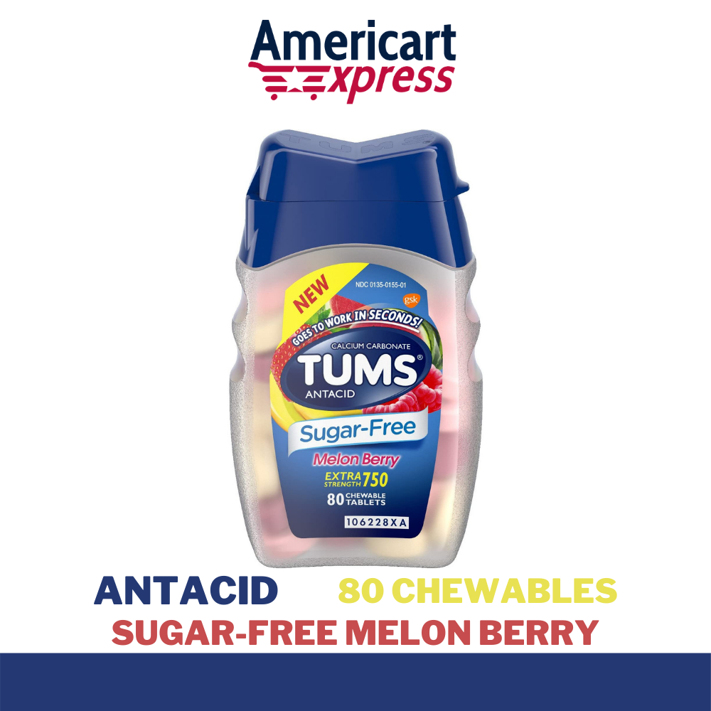 Tums SugarFree Melon Berry Antacid Extra Strength (750mg) 80 Chewable