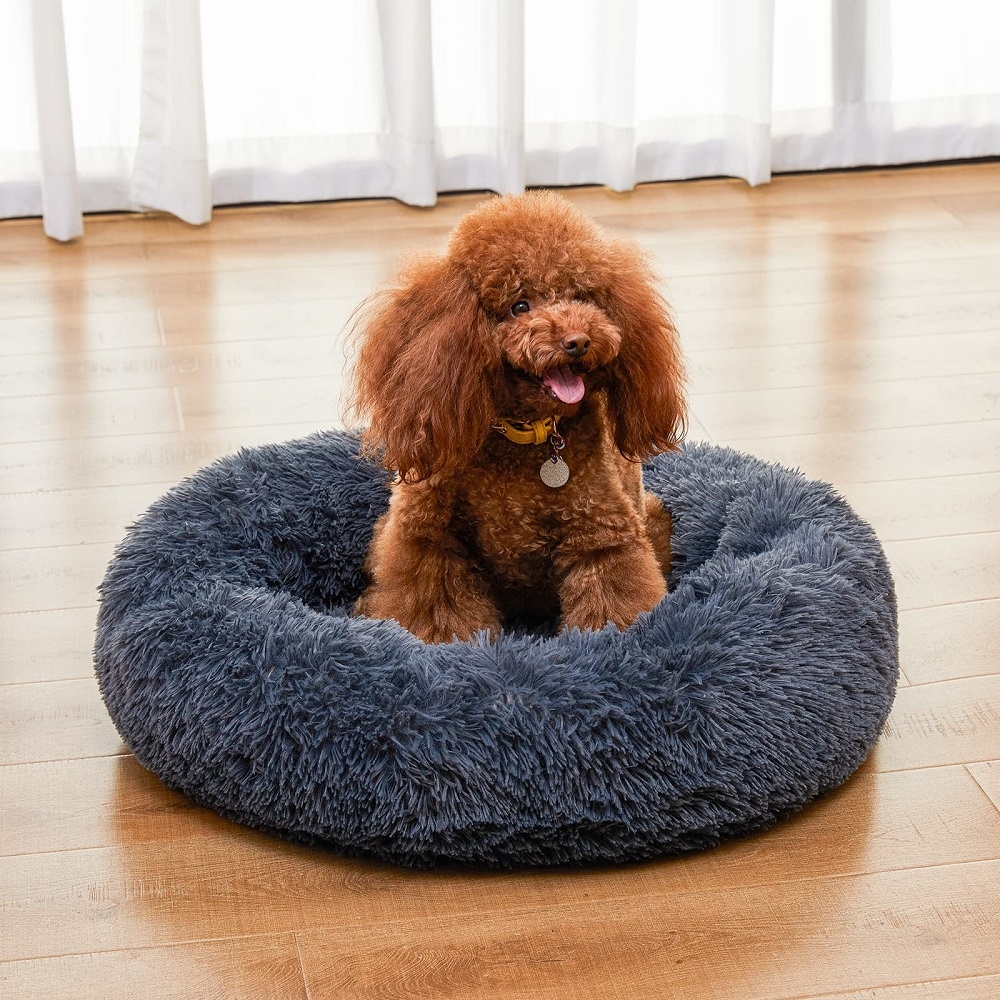 Dog Bed Cat Bed Pet Bed Soft Plush Donut Pet Bed Warm Soft Sleeping Pet