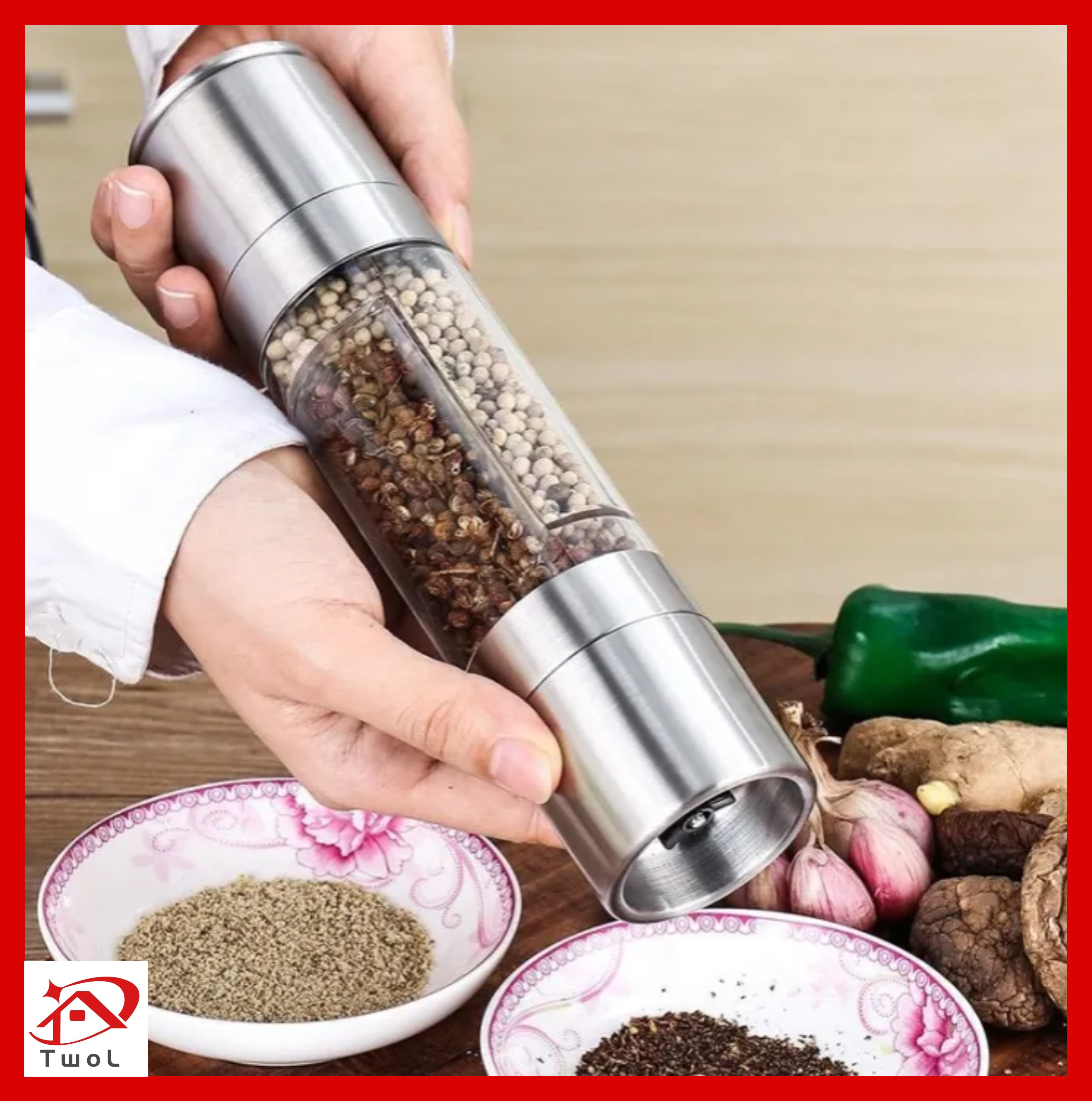 Double Sided 2-in-1 Salt & Pepper Grinder