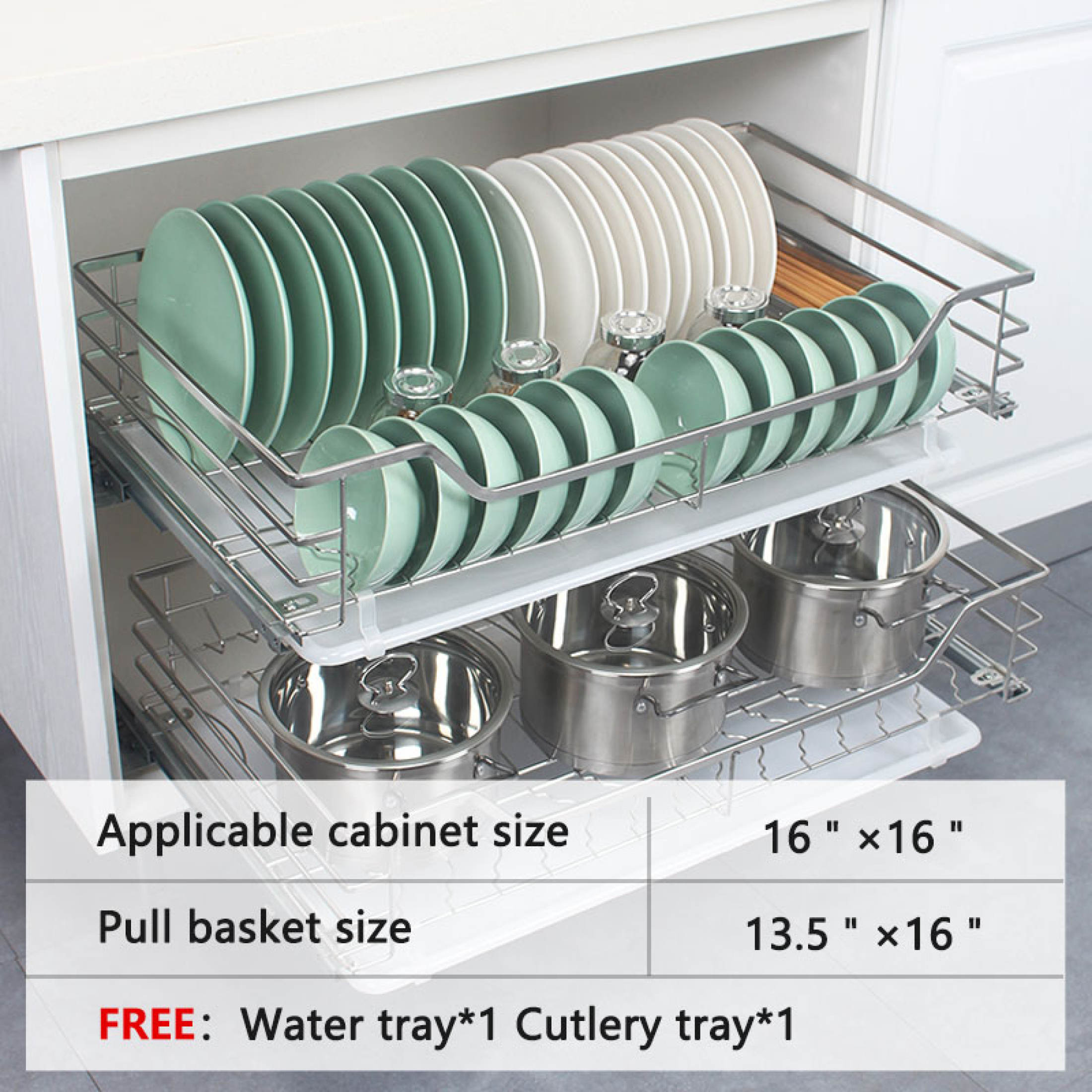DYZY Pull Out Basket for Kitchen Multiple Inches Pull Out