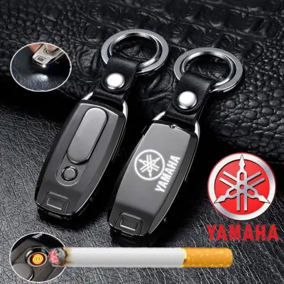 Yamaha USB Lighter (Black) Zippo Style Flashlight Keychain Lighter 3 in 1 Car motorcycle Key Style Charging Lighter Gift Box