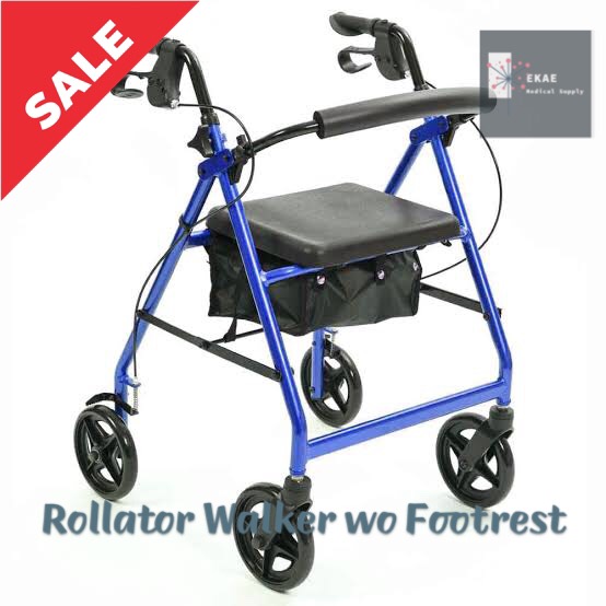 Rollator Walker Wo Footrest Blue High Quality Aluminum Folding Walker 