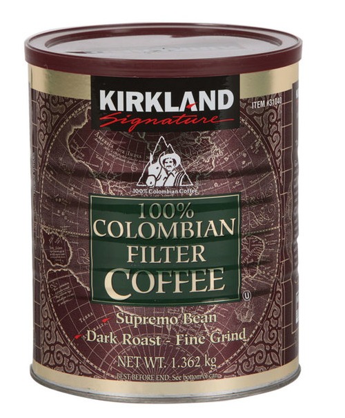Kirkland Signature 100 Colombian Coffee Supremo Bean Dark Roast 1.36kg