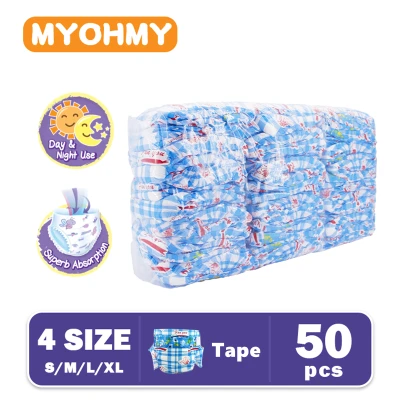 MyohMy Tape Diapers（S/M/L/XL）50Pcs Baby Cartoon Disposable Diapers