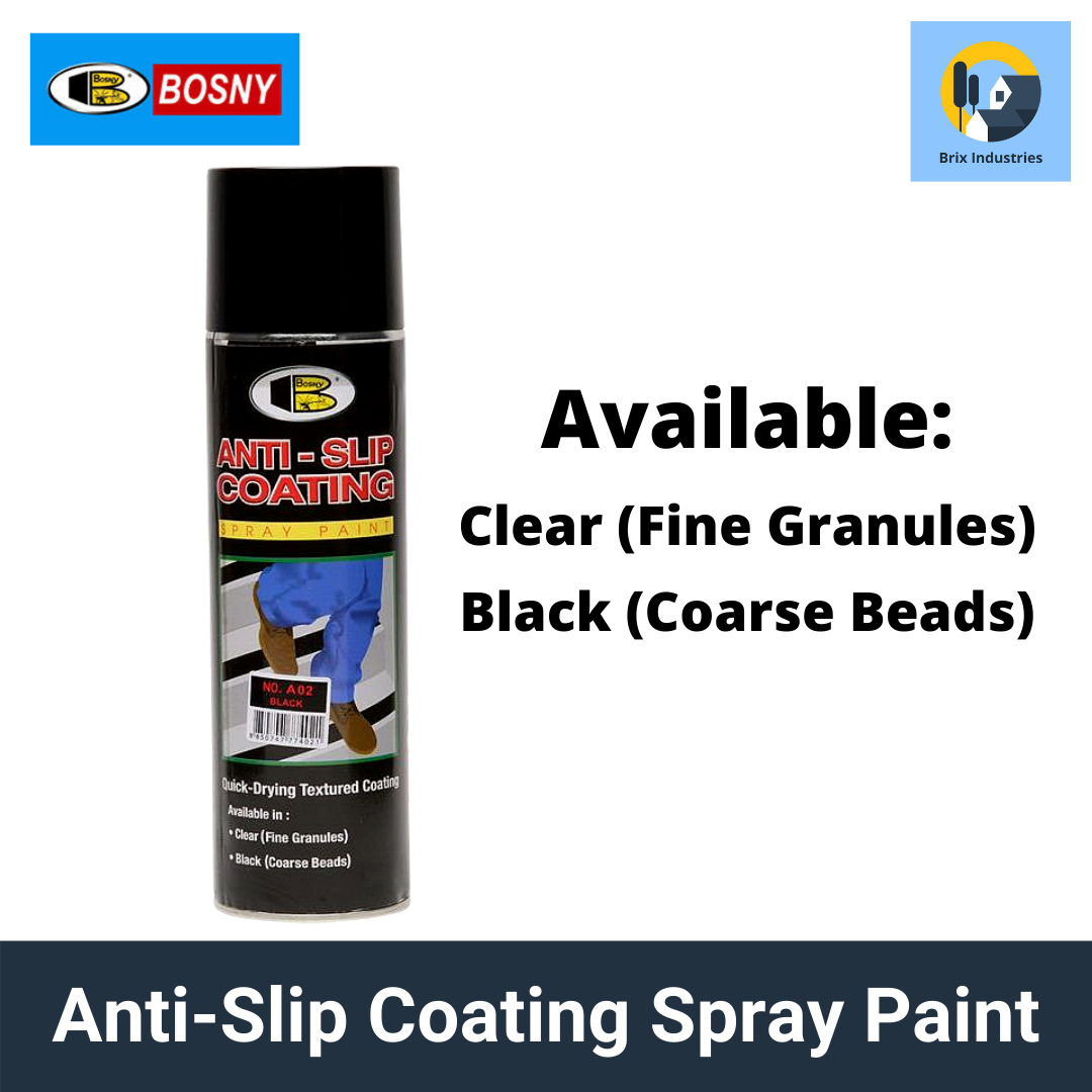 Bosny Anti-Slip Coating Spray Paint 600cc Black or Clear Quick-Drying  Textured Coating