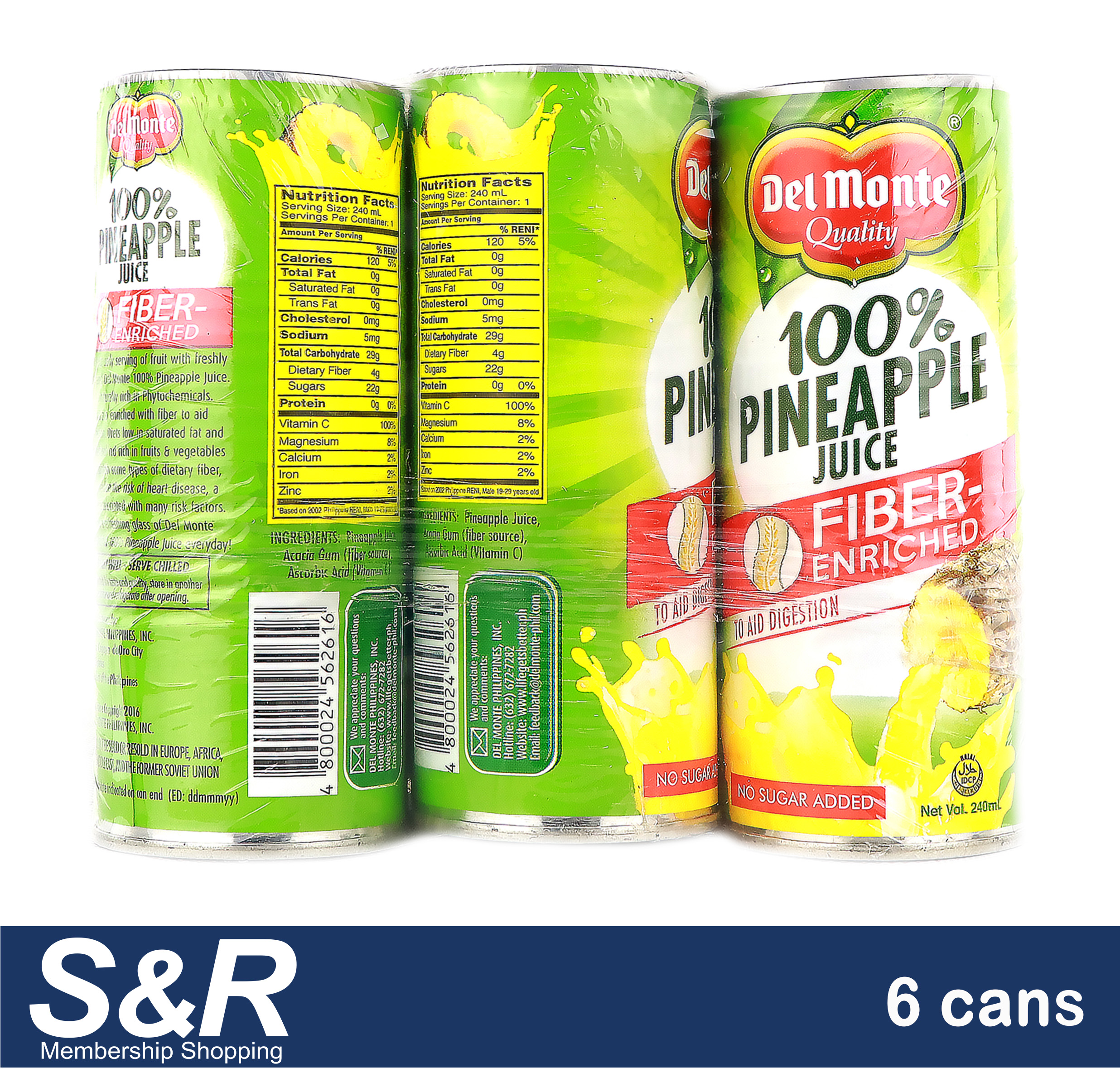 Del Monte 100 Fiber Pineapple Juice 6 x 240 mL Lazada PH