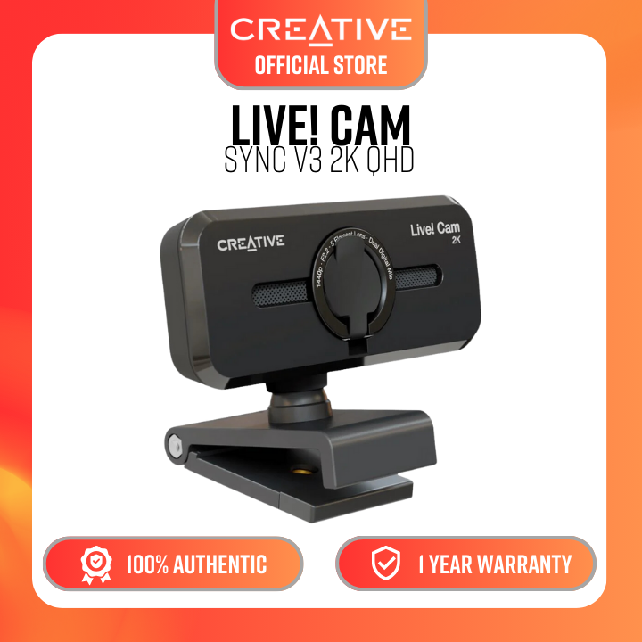 Creative Live! Cam Sync V3 2K QHD USB Webcam with 4X Digital Zoom