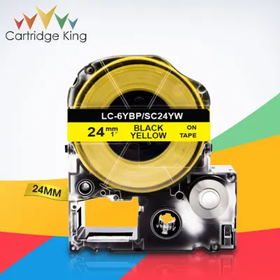 สีเหลือง SC24YW lc-6ybp 124 มม. เทปกาวป้าย SC24mm สีดํา สีทอง Jimlw-700 lw-900 p w-1000 pp เครื่องพิมพ์ SC24YW lc-6ybp 124 มม.