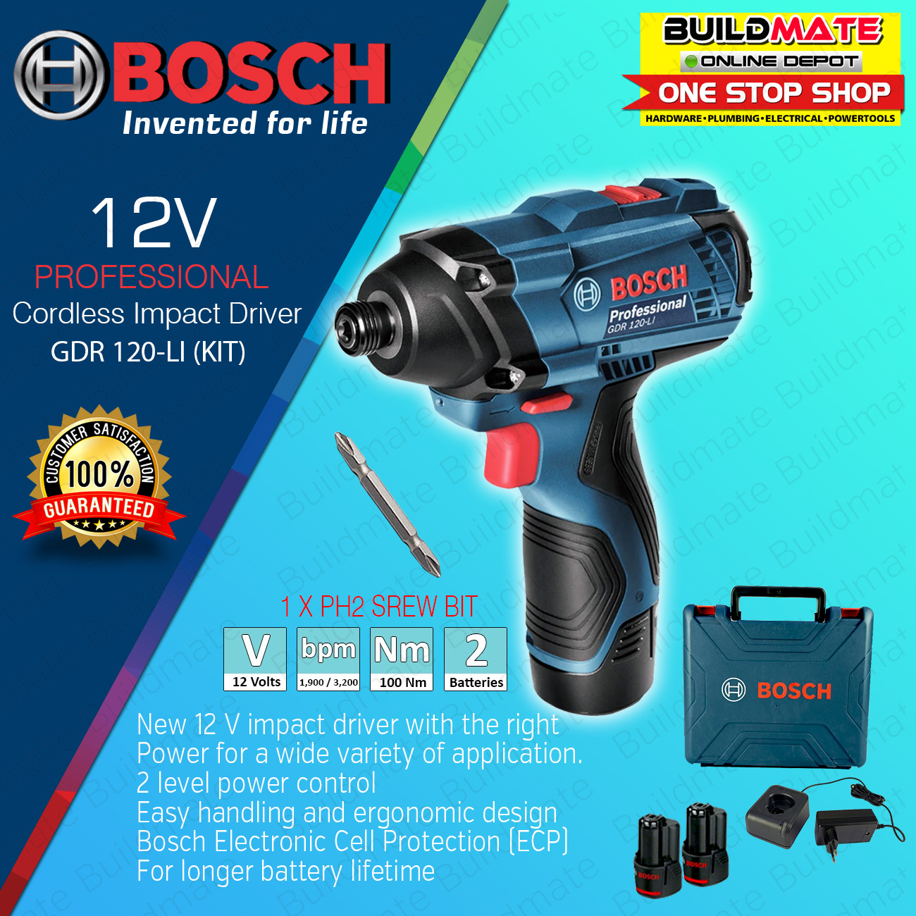 BOSCH Professional Cordless Impact Driver Wrench GDR 120LI (KIT) COC
