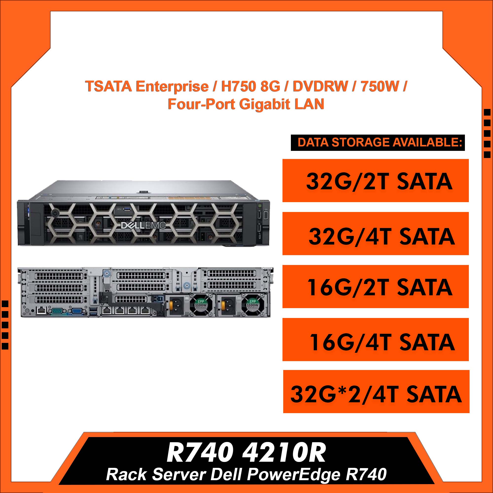 hot sale dell server rack server r740 r730 r750 r650... Rack Server Dell PowerEdge R740 4210R/Enterprise/H750/DVDRW/750W/Four ...