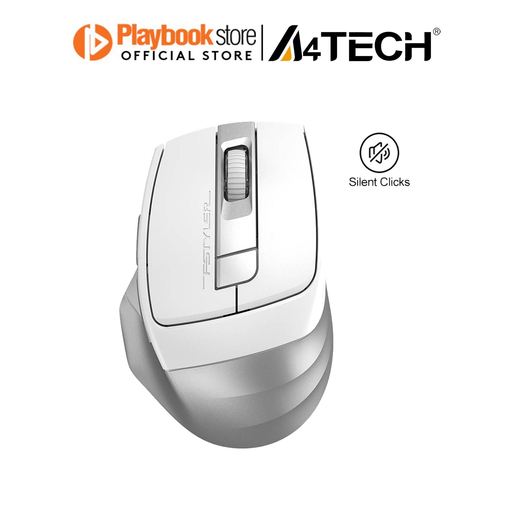 A4Tech FB35CS Icy White Full-Size Silent Dual-Mode Wireless Mouse (Icy White) main image 1