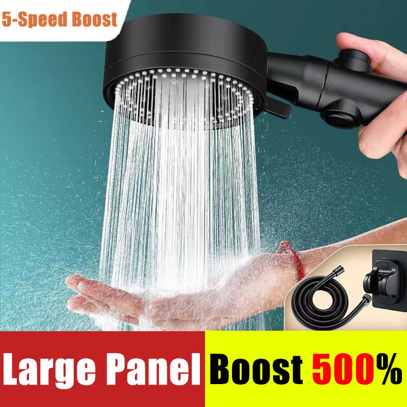 Original Pressure Boost Shower Head Has large panel and 5 water volume