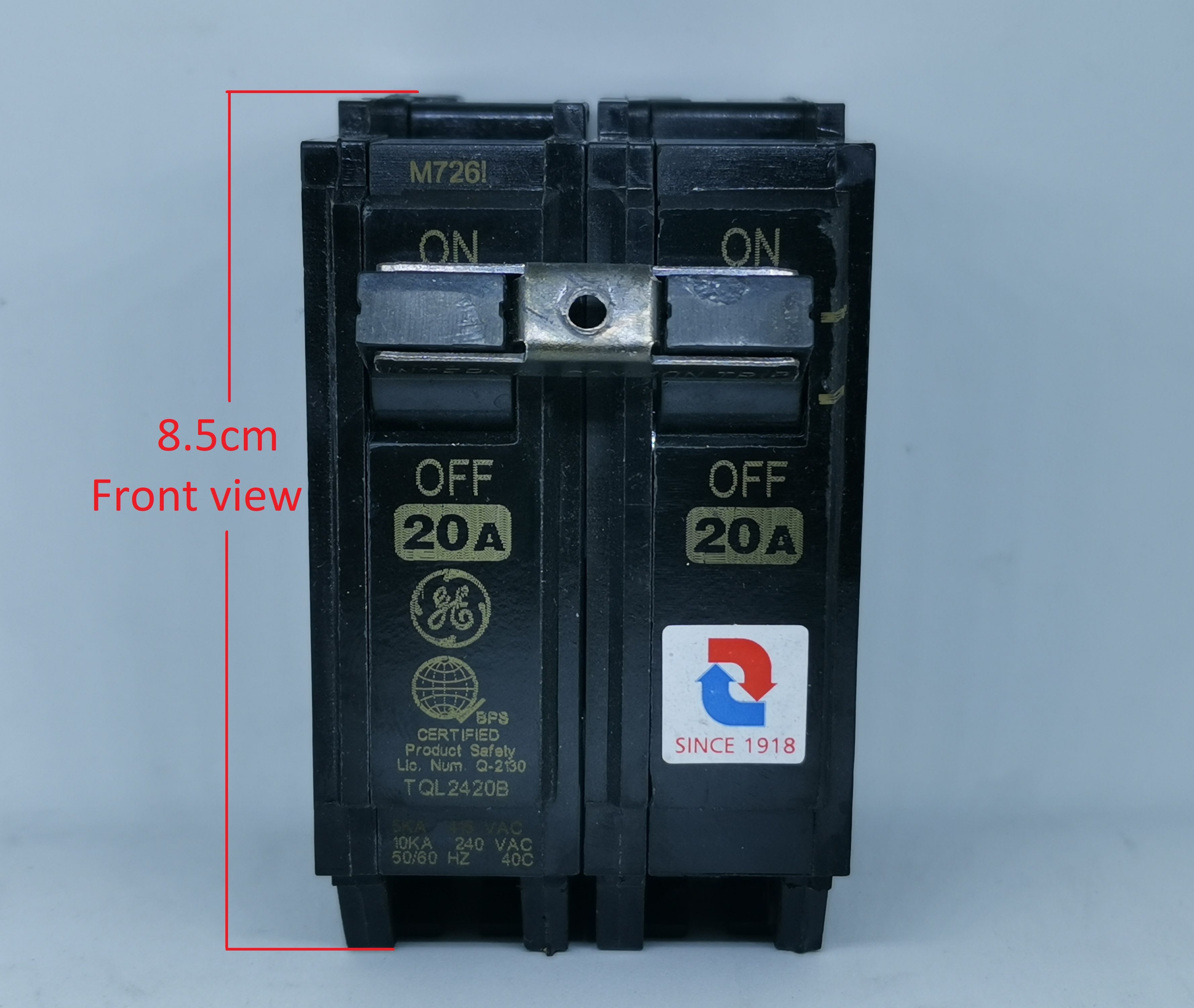 20A Circuit Breaker 2 Pole Single Phase Plugin Single Phase GE TQL