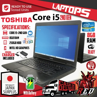 Laptop Toshiba Core i5-2nd Gen / 8GB RAM / 250GB HDD / INTEL HD GRAPHICS / Wifi Ready / With Charger / Work From Home