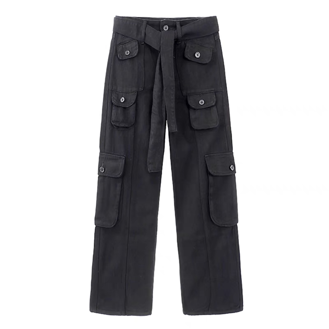 Women's Fashion Korean Style 6 Pockets Cargo Mom Jeans Baggy Pants