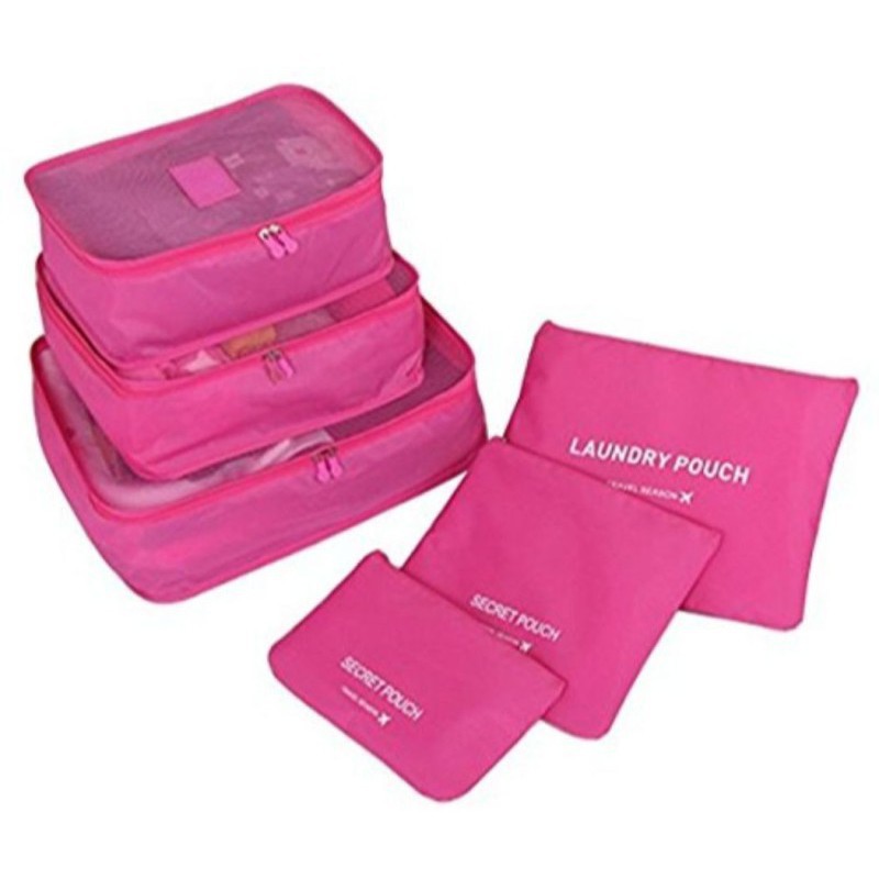 FFF . Highquality 6 in 1 Travel Bag Organizer Traveling Luggage Bag Mesh Cloth Luggage Packing