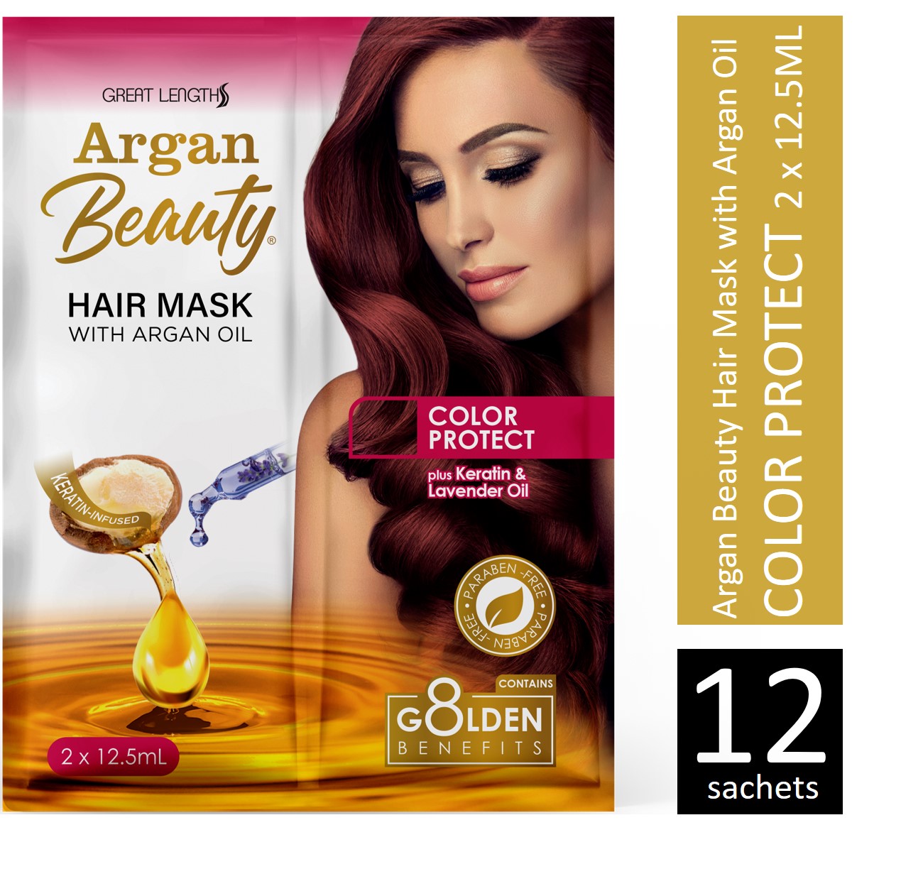 Argan Beauty HAIR MASK with Argan Oil Color Protect + Keratin & Lavender Oil  25ml x 12 sachets | Lazada PH