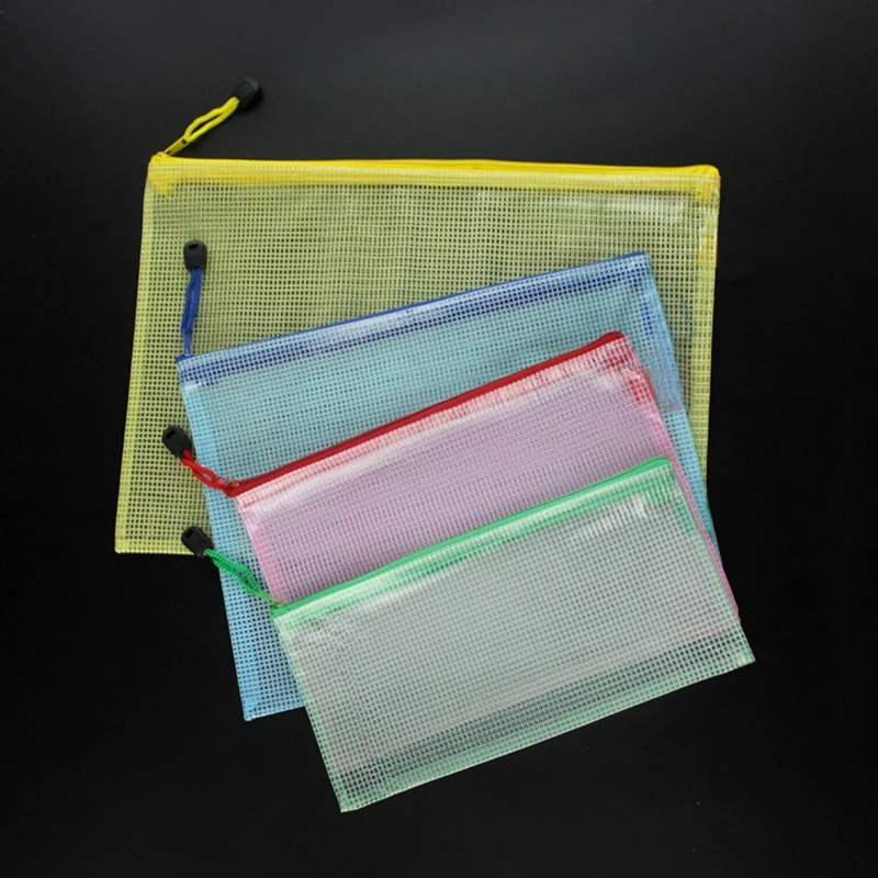 5PCS Stationery Storage Folder File Mesh Zipper Pouch A4 A5 A6 B4 B5 A3 B4 Document Bag Zip File Folders School Office Supplies