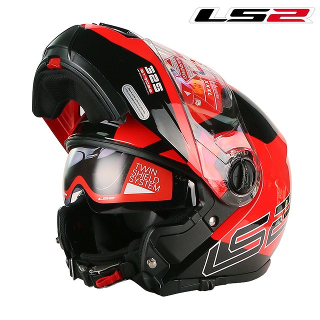 Original LS2 FF325 Flip Up หมวกกันน็อค Modular Man Kask Motocyklowy Dual  เลนส์เดิม Racing Capacete Ls2 Casco Moto DOT กำนัล gift