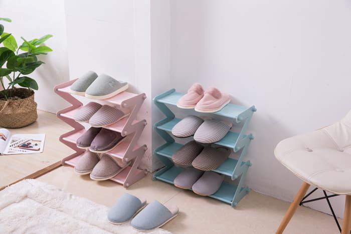 Fashion 4 Layer Korean Version Shoe Rack Blue Lazada Ph