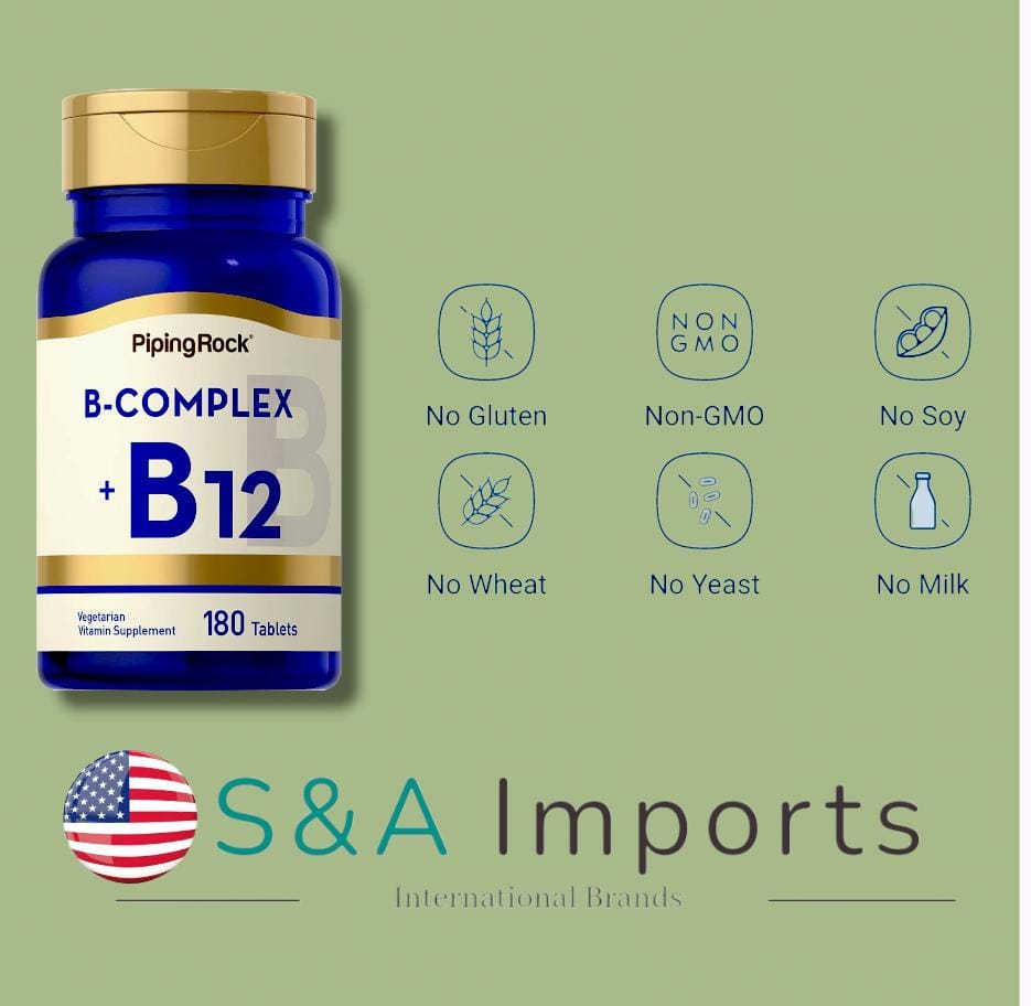 VITAMIN B COMPLEX + B12 180 Tablets Thiamin Riboflavin Niacin Vit