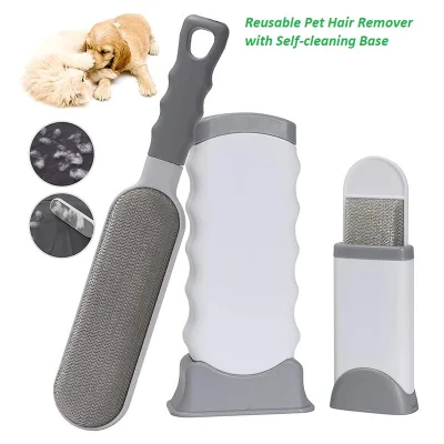 Reusable Pet Hair Remover with Self-Cleaning Base Random Color