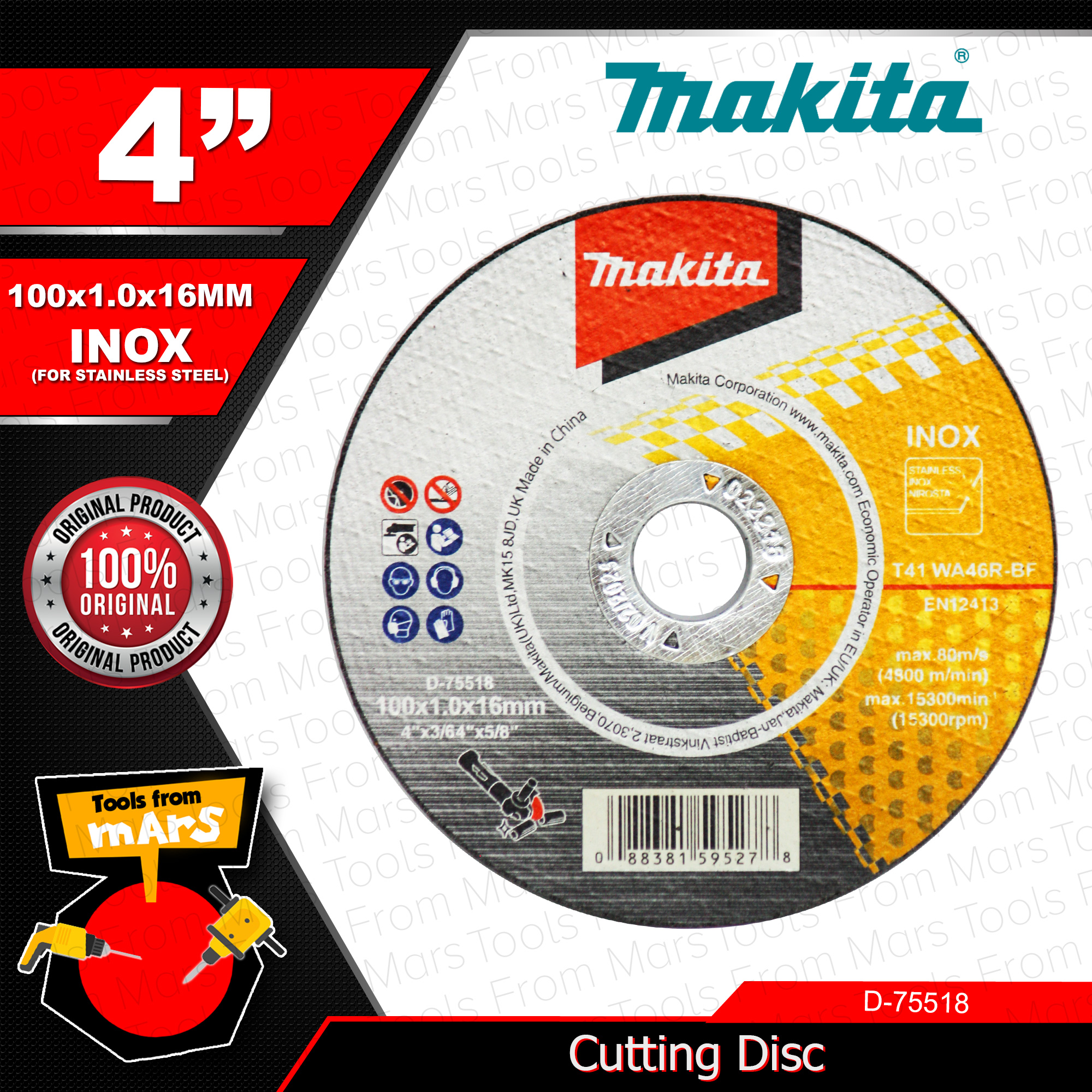 MAKITA Cutting Disc Wheel INOX For Stainless 4 SUPERTHIN D60997 makita-cutting-disc-wheel-inox-for-stainless-4-superthin-d60997