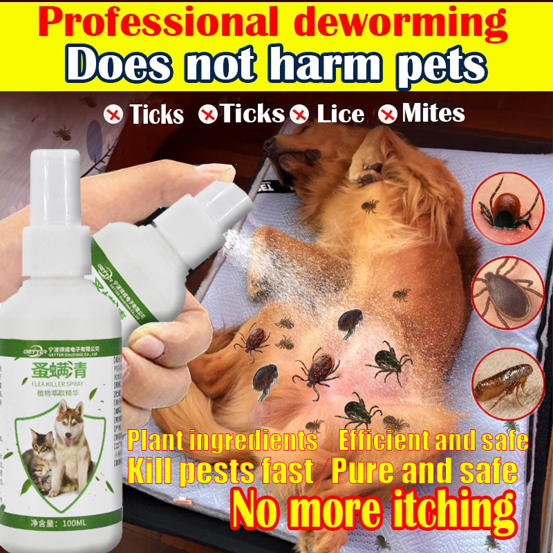 【Safety】Pet Skin Spray 100ML Pet Repellent Spray Anti Tick and Flea for