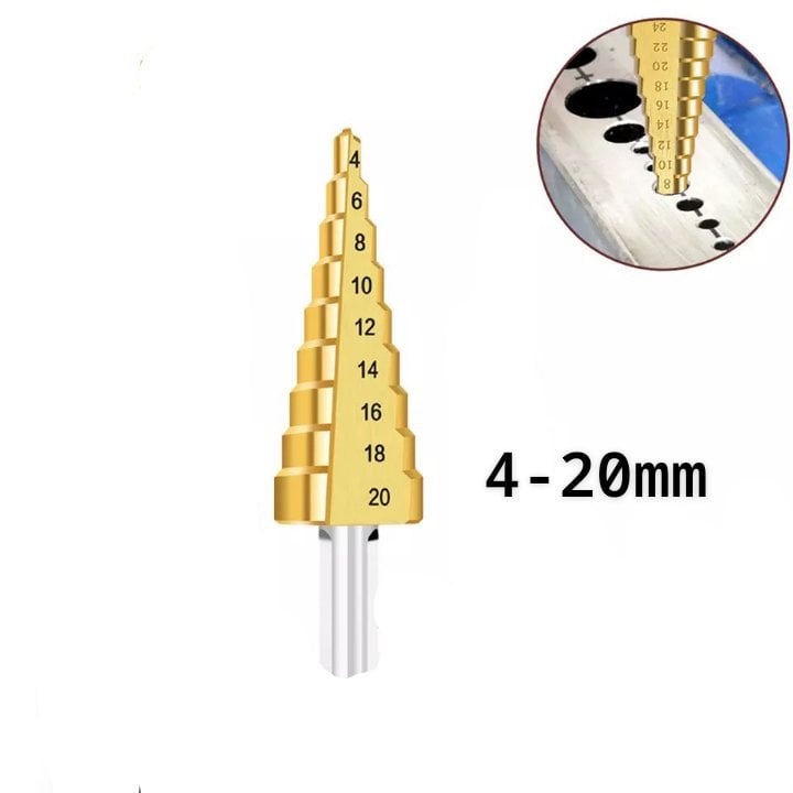 STEEL STEP CONE DRILL BIT HOLE CUTTER TITANIUM COATED 420mm 432mm and