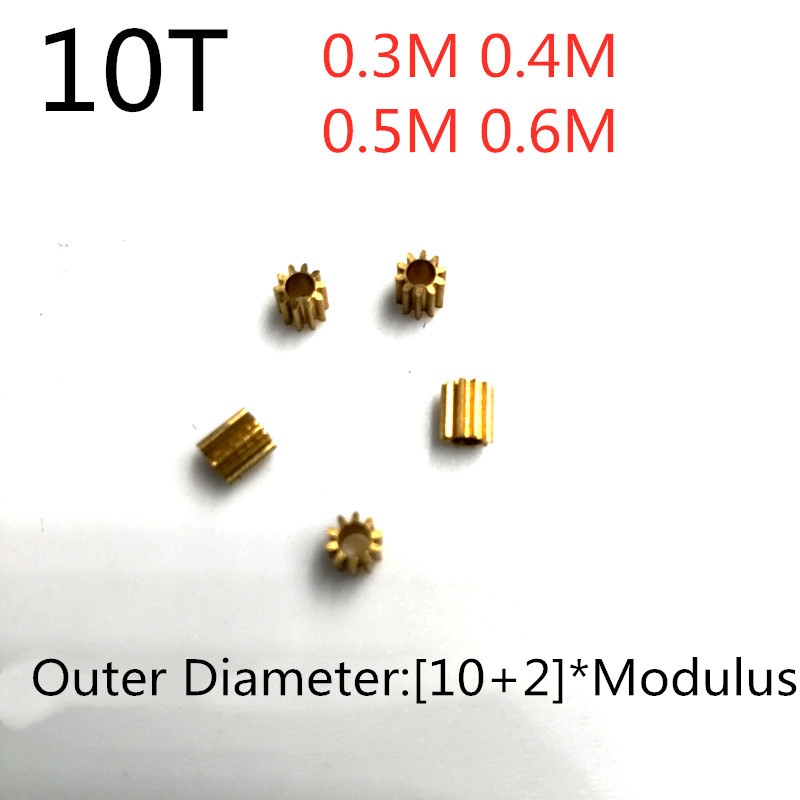 Power Transmission 10X Copper Gear,0.5 Modulus 8 Teeth,0.5M 8T for 2mm Shaft 