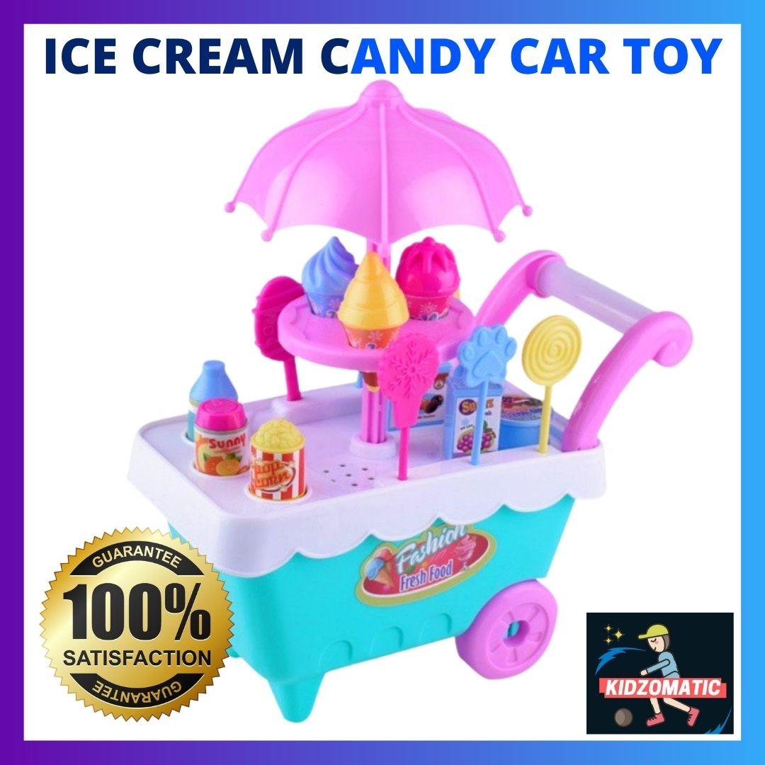 KIDZOMATIC Mini Ice Cream Candy Car Toy Sweet Dessert Cart for Children Pretend Play Toys