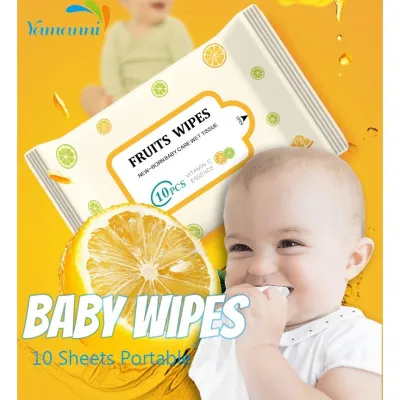 Kiki 10 Pieces Wet Wipes Baby Extractable Portable Small Pack Of Wet Wipes Ten Slices Disposable Cleaning Beauty And Care